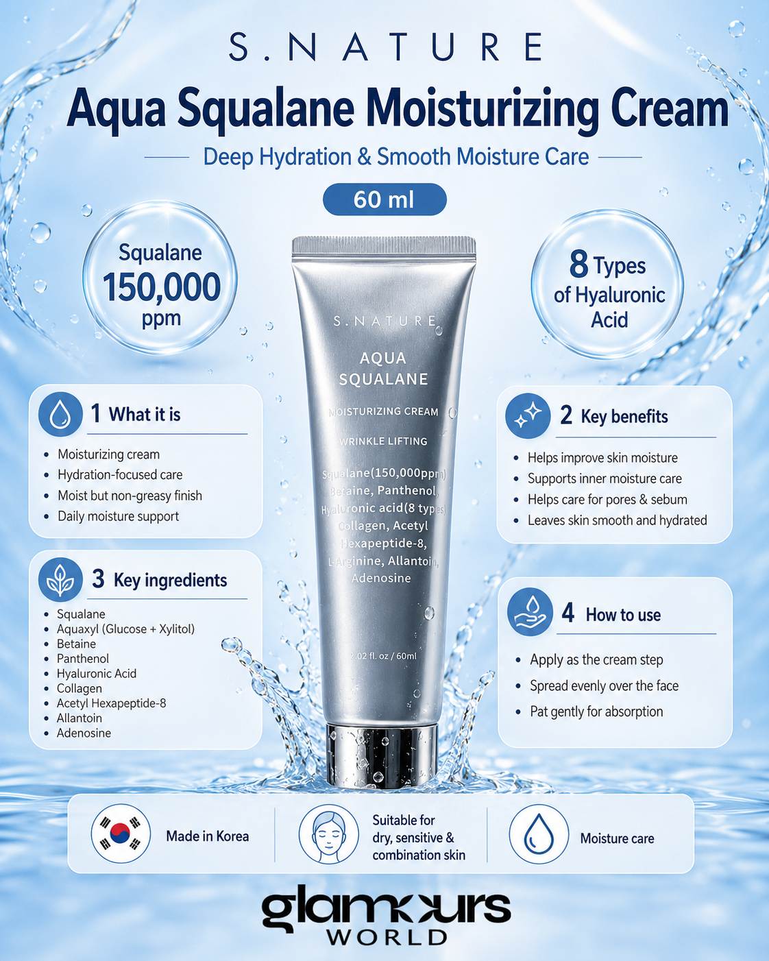 S NATURE Aqua Squalane Moisturizing Cream 60ml